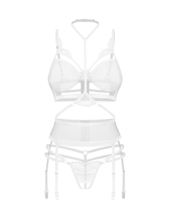 Комплект Obsessive Premisis White 3-pcs crotchless set 2XL/3X - №2