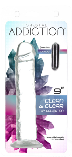 Прозорий фалоімітатор на присосці ADDICTION Vertical Dong 9?, віброкуля в подарунок - №3