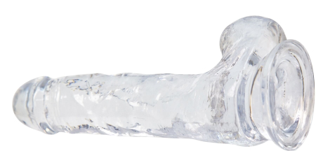 Прозорий фалоімітатор на присосці ADDICTION — Clear Dildo with Balls 8?, віброкуля в подарунок - фото №4