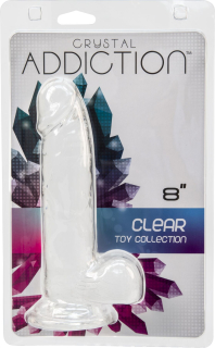 Прозорий фалоімітатор на присосці ADDICTION — Clear Dildo with Balls 8?, віброкуля в подарунок - №6