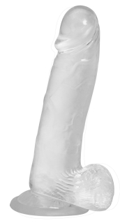 Прозорий фалоімітатор на присосці ADDICTION — Clear Dildo with Balls 8?, віброкуля в подарунок - №2