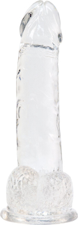 Прозорий фалоімітатор на присосці ADDICTION — Clear Dildo with Balls 8?, віброкуля в подарунок - №3