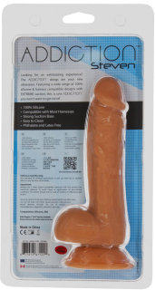 Фалоімітатор ADDICTION Steven 7.5" Silicone Dong Caramel, віброкуля в подарунок - - фото №5
