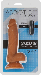 Фалоімітатор ADDICTION Steven 7.5" Silicone Dong Caramel, віброкуля в подарунок - - фото №6