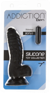 Фалоімітатор ADDICTION Ben 7" Dildo With Balls Black, віброкуля в подарунок - №5
