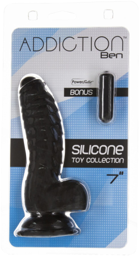Фалоімітатор ADDICTION Ben 7" Dildo With Balls Black, віброкуля в подарунок - фото №5