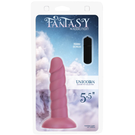 Фалоімітатор Fantasy by Addiction Unicorn Dildo 5.5” Pink, віброкуля в подарунок - фото №4