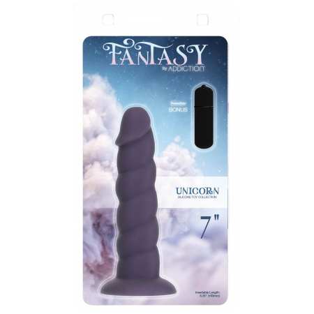 Фалоімітатор Fantasy by Addiction Unicorn Dildo 7” Purple, віброкуля в подарунок - фото №4