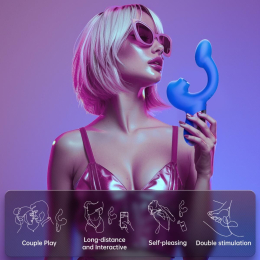 Смарт-вібратор Magic Motion Ponder Blue, подвійна стимуляція, віброяйце+язичок для клітора - №11