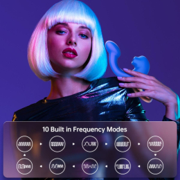 Смарт-вібратор Magic Motion Ponder Blue, подвійна стимуляція, віброяйце+язичок для клітора - №7