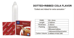 Презервативи Recare Cola Dotted&Ribbed Condoms 3 шт, з пухирцями та ребрами, аромат: Кола - - фото №6