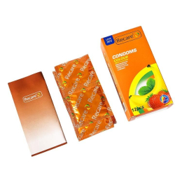 Презервативи Recare Color Fruit Flavour Condoms 12 шт, аромати: м'ята, банан, полуниця - - фото №3