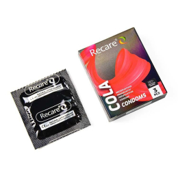Презервативи Holographic Recare Cola Dotted&Ribbed Condoms 3 шт, з пухирцями і ребрами, аромат: Кола - №2