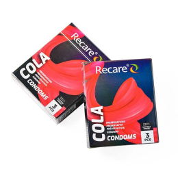 Презервативи Holographic Recare Cola Dotted&Ribbed Condoms 3 шт, з пухирцями і ребрами, аромат: Кола - №3
