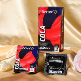 Презервативи Holographic Recare Cola Dotted&Ribbed Condoms 3 шт, з пухирцями і ребрами, аромат: Кола - №4