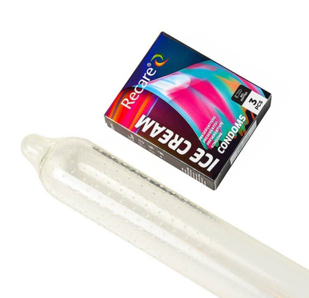 Презервативи Holographic Recare Ice Cream Big Dotted Condoms 3 шт, з пухирцями, аромат: морозиво - фото №4