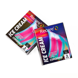 Презервативи Holographic Recare Ice Cream Big Dotted Condoms 3 шт, з пухирцями, аромат: морозиво - №3