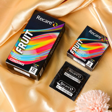 Презервативи Holographic Recare Fruit Flavour Condoms 3 шт, аромати: м'ята, банан, полуниця - фото №5