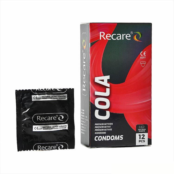 Презервативи Holographic Recare Cola Dotted&Ribbed Condoms 12шт, з пухирцями і ребрами, аромат: Кола - фото