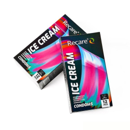 Презервативи Holographic Recare Ice Cream Big Dotted Condoms 12 шт, з пухирцями, аромат: морозиво - - фото №4