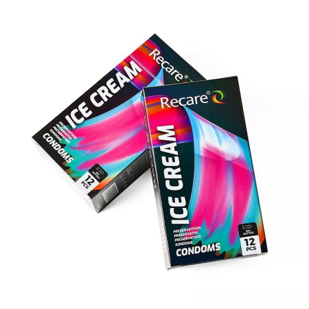 Презервативи Holographic Recare Ice Cream Big Dotted Condoms 12 шт, з пухирцями, аромат: морозиво - фото №4