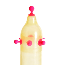 Насадка на член Recare Pink Monster Spike Condom (презерватив з кульками та вусиками) - - фото №2