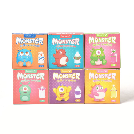 Насадка на член Recare Yellow Monster Spike Condom (презерватив з рядами пухирців та шипів) - фото №9