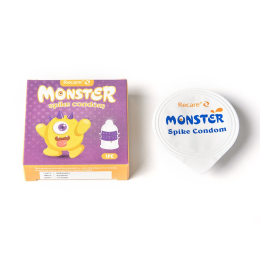 Насадка на член Recare Yellow Monster Spike Condom (презерватив з рядами пухирців та шипів) - - фото №4