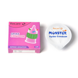 Насадка на член Recare Spike Condom Pink (презерватив з кульками та рядами шипів) - №4