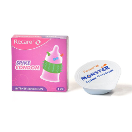 Насадка на член Recare Spike Condom Pink (презерватив з кульками та рядами шипів) - №3