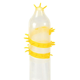 Насадка на член Recare Spike Condom Yellow (презерватив з вусиками та спіраллю шипів) - - фото №2