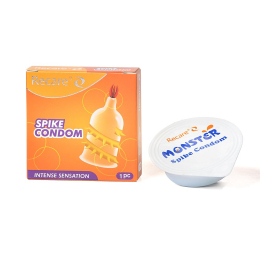 Насадка на член Recare Spike Condom Yellow (презерватив з вусиками та спіраллю шипів) - - фото №3