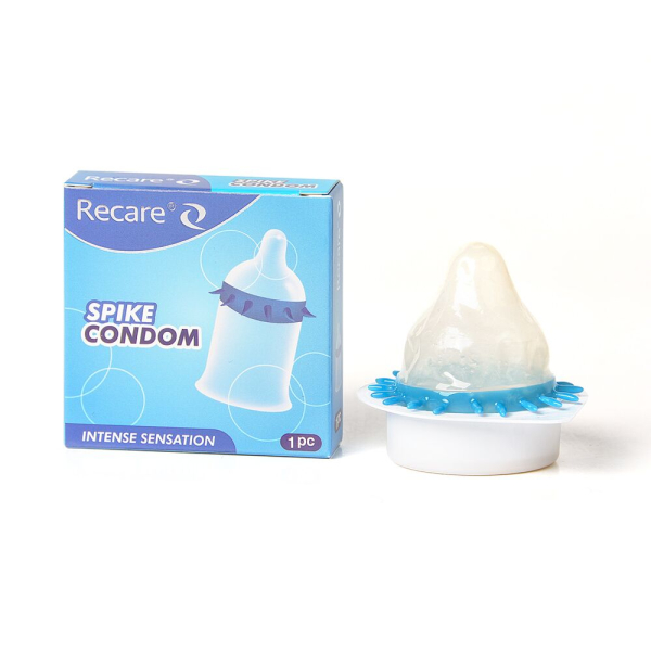 Насадка на член Recare Spike Condom Blue (презерватив з шипами) - фото