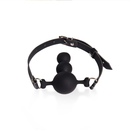 Кляп силіконовий Art of Sex - Balls, екошкіра, чорний - фото