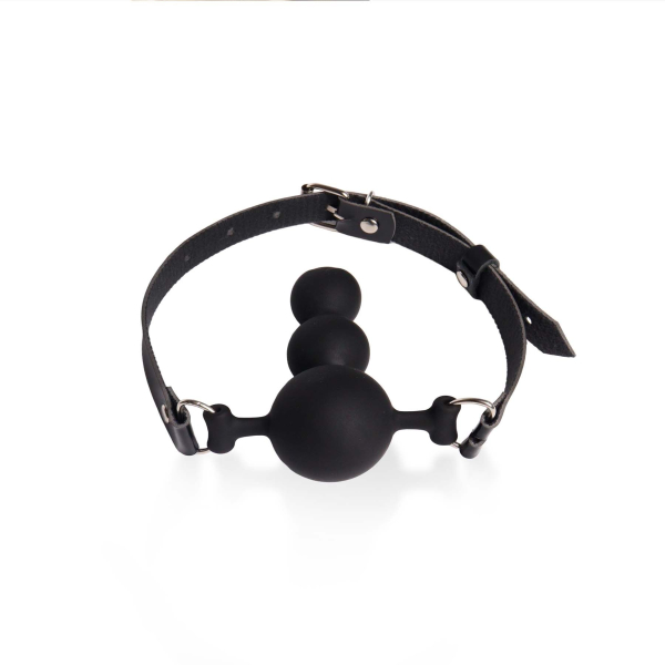 Кляп силіконовий Art of Sex - Balls, екошкіра, чорний - фото
