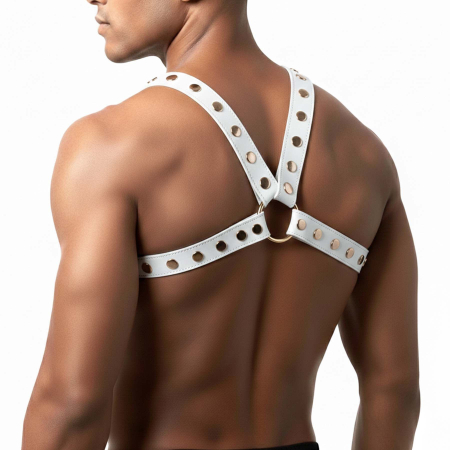 Чоловіча портупея Art of Sex - Spartacus, екошкіра, колір білий, розмір XS-M - фото №2