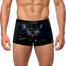 Чоловічі труси з сюрпризом Art of Sex - Gladiator, чорні з ефектом мокрого оксамиту, розмір M - фото