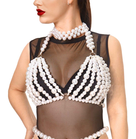 Ліф з перлин Art of Sex - Jasmine, колір білий, розмір XS-2XL - фото