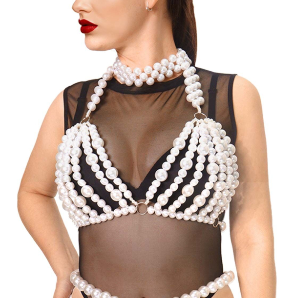 Ліф з перлин Art of Sex - Jasmine, колір білий, розмір XS-2XL - фото