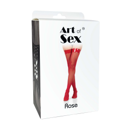 Панчохи в дрібну сітку з коронкою Art of Sex - Rose, колір чорний з ефектом мокрого оксамиту, М - №3