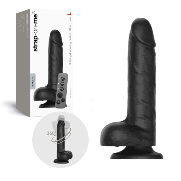 Фалоімітатор з вібрацією і ротацією Strap-On-Me Rotating & Vibrating Realistic Dildo - L - Black - фото