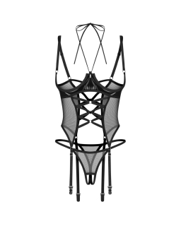 Корсет Obsessive Dominna cupless corset & crotchless thong L/XL - №4