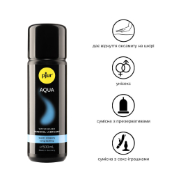Лубрикант на водній основі pjur Aqua 500 мл, ефект оксамитової шкіри без прилипання - - фото №2