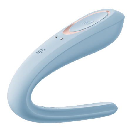 Вібратор для пар Satisfyer Double Classic Light Blue з одним моторчиком - фото №2
