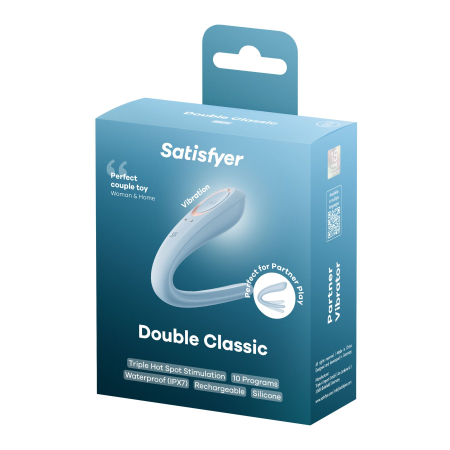 Вібратор для пар Satisfyer Double Classic Light Blue з одним моторчиком - фото №7