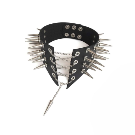 Чокер-комір з шипами Art of Sex - Ariadne, екошкіра, колір червоний, L-2XL - фото