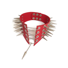 Чокер-комір з шипами Art of Sex - Ariadne, екошкіра, колір червоний, L-2XL - - фото №5