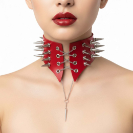 Чокер-комір з шипами Art of Sex - Ariadne, екошкіра, колір червоний, L-2XL - - фото №6