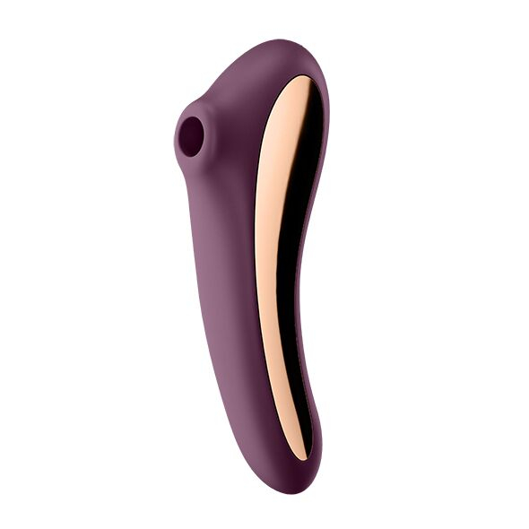Вакуумний стимулятор з вібрацією Satisfyer Dual Kiss Wine Red - фото