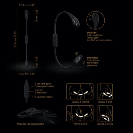 Вібратор на гнучкому зчепленні зі стимуляцією пальчиком Dorcel DUAL EXPLORER - фото №11